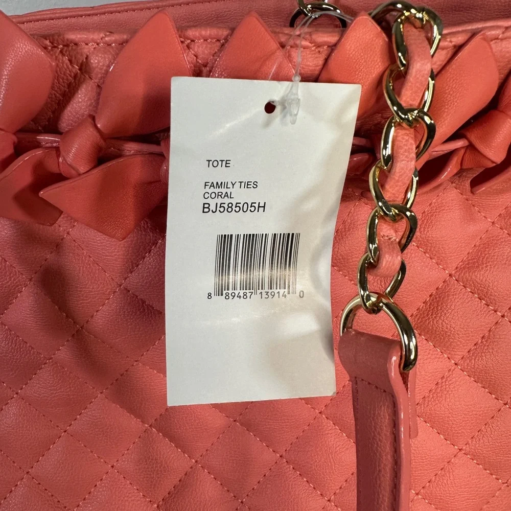 Betsy Johnson Family Ties Tote In Coral NWT - Picture 7 of 10